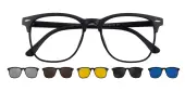 Browline|Square Eyeglasses, Full Frame Black TR90 - FP2730
