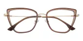 Cat Eye Eyeglasses, Full Frame Champagne/Brown TR90|Metal - FP2754