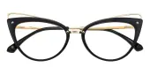 Cat Eye Eyeglasses, Full Frame Black TR90|Metal - FP2776