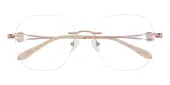 Polygon Eyeglasses, Rimless Frame Rose Gold Metal - RM0330