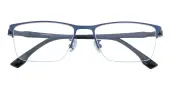 Rectangle Eyeglasses, Half Frame Blue Metal - SM0951
