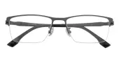 Rectangle Eyeglasses, Half Frame Black Metal - SM0953