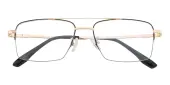 Rectangle|Aviator Eyeglasses, Half Frame Black Titanium - ST0278