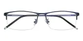 Rectangle Eyeglasses, Half Frame Blue Metal - SM0956