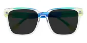 Square Sunglasses, Full Frame Crystal/Green Plastic - SUP1544