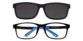 Rectangle Eyeglasses, Full Frame Black TR90|Metal - FP2815