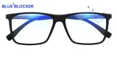 Rectangle Eyeglasses, Full Frame Black Blue Block Pro TR90 - FP1506PRO