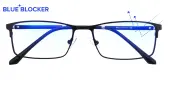 Rectangle Eyeglasses, Full Frame Black-Blue Block Pro Metal - FM1286PRO