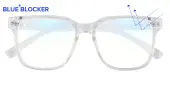 Square|Horn Eyeglasses, Full Frame Crystal Blue Block Pro TR90 - FP2033PRO