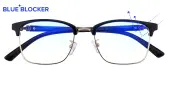 Rectangle|Browline Eyeglasses, Full Frame Black/Golden-Blue Block Pro TR90|Metal - FP2047PRO