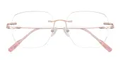 Polygon Eyeglasses, Rimless Frame Rose Gold Metal - RM0341