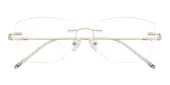 Rectangle Eyeglasses, Rimless Frame Golden Metal - RM0344