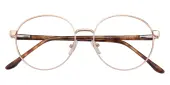 Round Eyeglasses, Full Frame Golden Plastic - FM1888