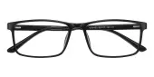 Rectangle Eyeglasses, Full Frame Black TR90 - FP2902