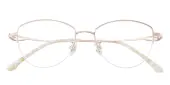 Cat Eye|Oval Eyeglasses, Half Frame Rose Gold Titanium - ST0288