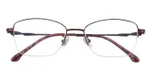 Oval Eyeglasses, Half Frame Red Titanium - ST0294