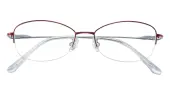Oval Eyeglasses, Half Frame Red Titanium - ST0300