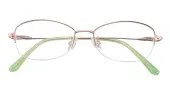 Oval Eyeglasses, Half Frame Golden Titanium - ST0301