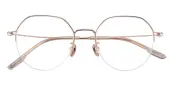 Polygon Eyeglasses, Half Frame Rose Gold Titanium - ST0303