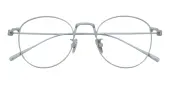 Round Eyeglasses, Full Frame Silver/Green Titanium - FT0696
