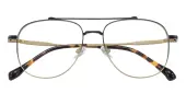 Aviator Eyeglasses, Full Frame Black/Golden Titanium - FT0698