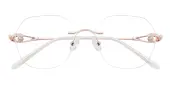 Polygon Eyeglasses, Rimless Frame Rose Gold Titanium - RT0014
