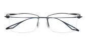 Rectangle|Browline Eyeglasses, Half Frame Black Titanium - ST0291