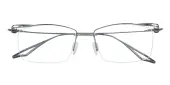 Rectangle|Browline Eyeglasses, Half Frame Gunmetal Titanium - ST0293