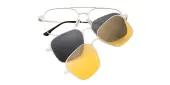Aviator Eyeglasses, Full Frame Silver Metal - FM1897