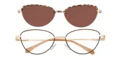 Cat Eye Eyeglasses, Full Frame Brown Metal - FM1900