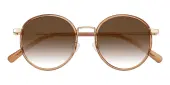 Round Sunglasses, Full Frame Brown/Champagne Metal|TR90 - SUP1735
