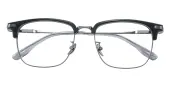 Rectangle|Browline Eyeglasses, Full Frame Black/Gunmetal Plastic - FT0728