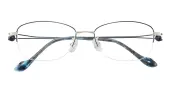 Oval Eyeglasses, Half Frame Black Metal - SM0957