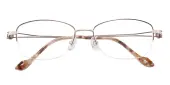 Oval Eyeglasses, Half Frame Brown Metal - SM0958