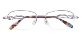 Oval Eyeglasses, Half Frame Purple Metal - SM0959