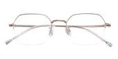 Polygon Eyeglasses, Half Frame Rose Gold Titanium - ST0306