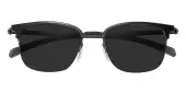 Square|Horn Sunglasses, Half Frame Black Plastic - SUP1773