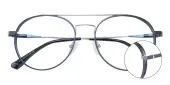 Round|Aviator Eyeglasses, Full Frame Blue Metal - FM1914