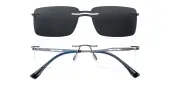 Rectangle Eyeglasses, Rimless Frame Gunmetal Metal - RM0347