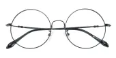 Round Eyeglasses, Full Frame Black Metal - FM1244