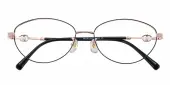 Cat Eye Eyeglasses, Full Frame Black/Rose Gold Metal - FM1903