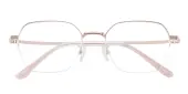 Polygon Eyeglasses, Half Frame Rose Gold Metal - SM0962