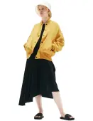 Y's Yellow Silk Printed Bomber Jacket