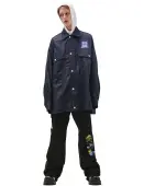 Raf Simons Navy blue logo denim shirt jacket