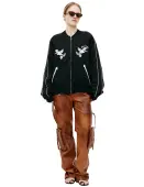 MARINE SERRE Graphic pattern bomber jacket