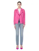Salvatore Santoro Pink Leather Biker Jacket