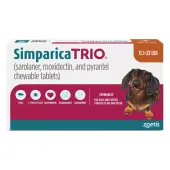 Simparica Trio For Dogs 11.1-22 Lbs (Caramel) 12 Chews