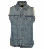 Men's vest CAPRICORN ROCKWEAR - blue with frayed arms 4XL