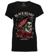 t-shirt street women's - PIN UP SKULL - BLACK HEART S