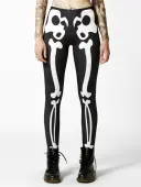pants womens (leggings) Disturbia - Bones - Black / White M
